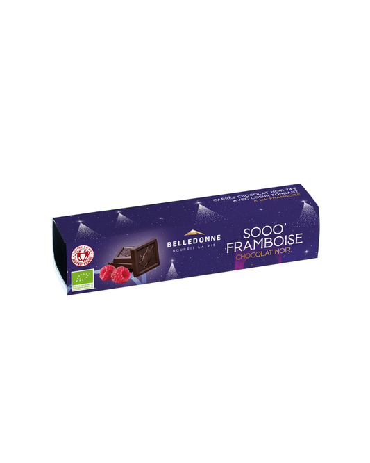 Belledonne -- Carrés Sooo Framboise chocolat noir 74% bio - 150 g