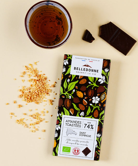 La Tablette Chocolat noir 74% Amandes toastées - 2