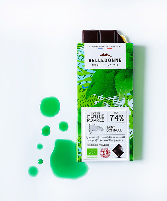 La Tablette Chocolat noir 74% fourré Menthe - 2