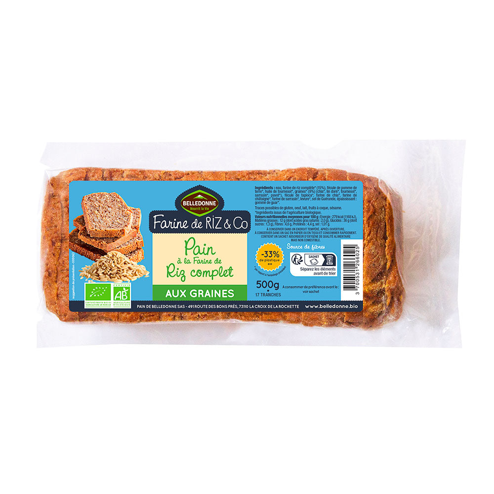 Pain au riz complet aux graines bio